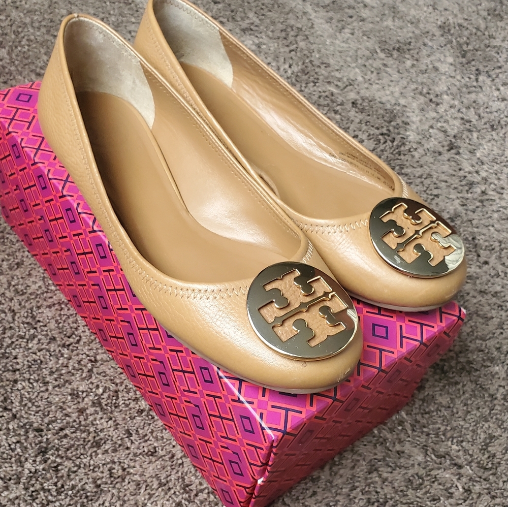 Tory Burch Reva Ballet Flats - Royal Tan/Gold
